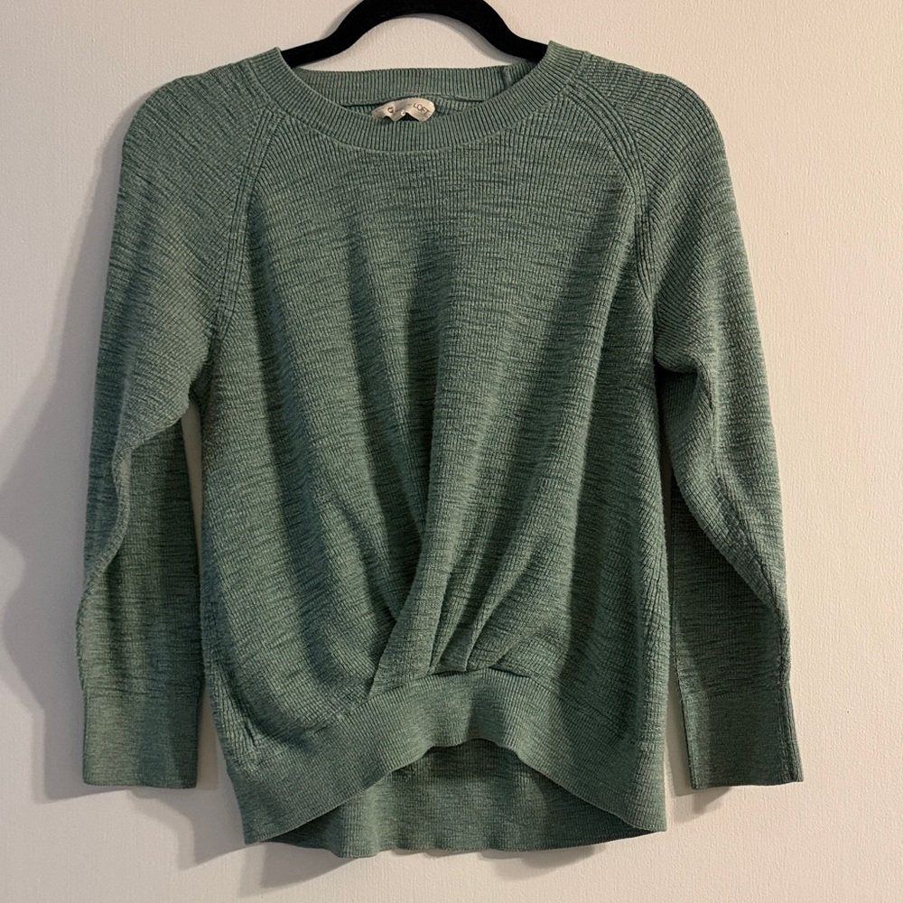 Lou & Grey Mint Green Twist-Front Crewneck Sweater
